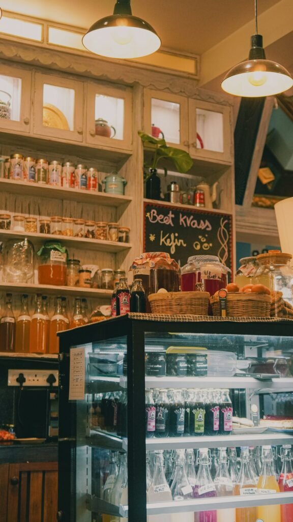 Cosy cafe interior with counter